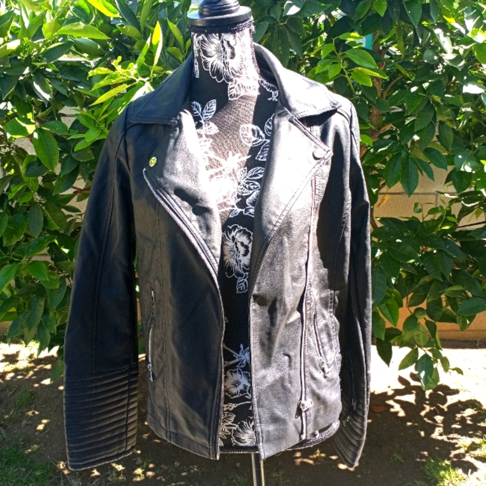 Kids black faux leather jacket